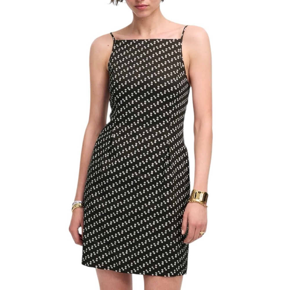 Madewell High-Neck Mini Dress – Soft Charcoal Dot | Size 8 | NWT